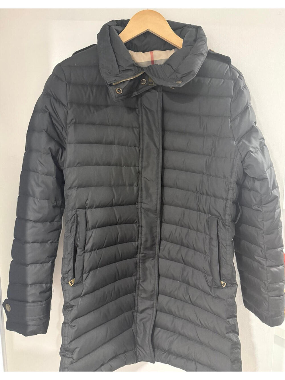 Burberry Men’s Black Goose Down Puffer Jacket Nova Check Lined Fits Medium